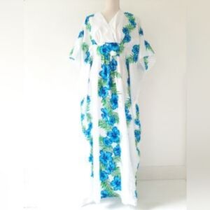 Royal Hawaiian Creations Womens Kaftan One Size OSFM Vintage Lightweight Floral